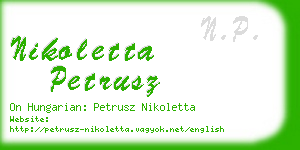 nikoletta petrusz business card